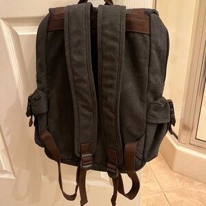 Men's Charcoal and Brown Backpack